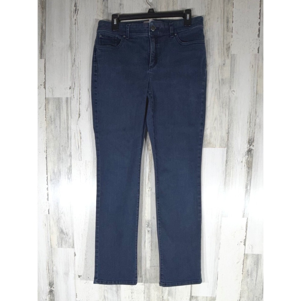 Chicos Fabulously Slimming Jeans 0.5 (30x31) Regular Blue Dark Wash Straight Leg